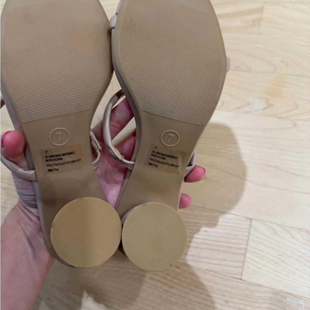 a new day Beige Double-Strap Block Heel Sandals